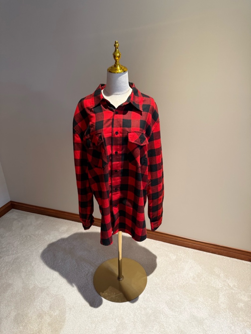 Men's Red and Black Buffalo Plaid Button-Down Shirt